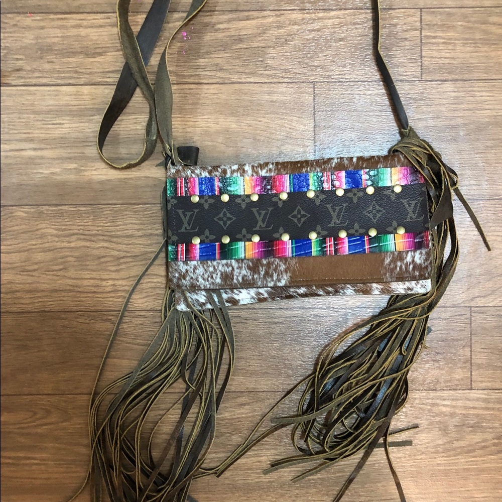 Hair on hide LV embellished crossbody